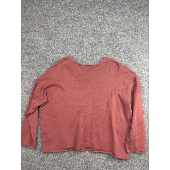 It Is Well Sweater Womens Medium Rust Cotton Boxy Raw Hem Made in USA - Picture 7 of 7